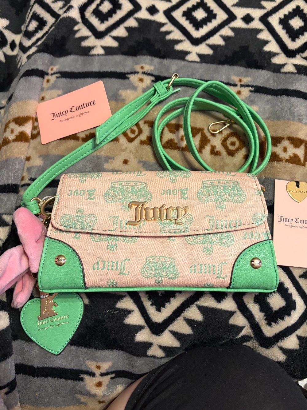 Juicy Couture NWT Exclusive Pink Diamond Crossbody with Heart Tag